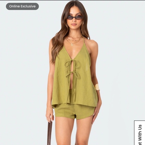 Edikted Olive Green Tank Top - Picture 2 of 7